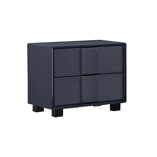 Prado Bedside Table MDF Construction Leather Upholstery Two Storage Drawers Wooden Feet